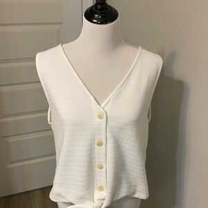JCrew Sleeveless White Button-Up Top